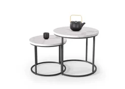 Zestaw 2 stolików Tabarka biały marmur
