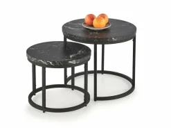 Zestaw 2 stolików Tabarka czarny marmur   / czarny