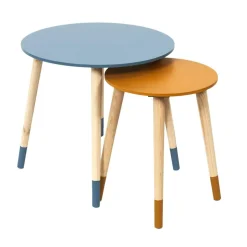 Zestaw 2 stolików Trundle niebieski i pomarańczowy