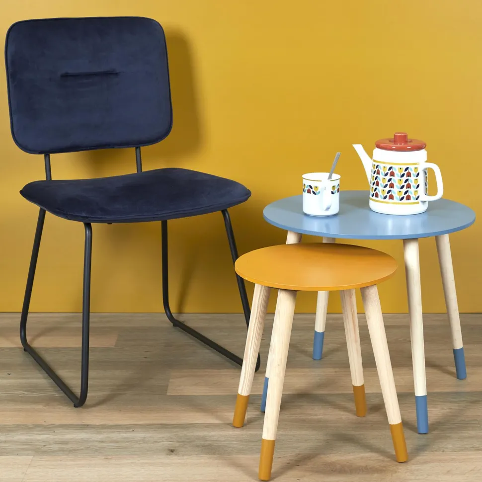 Zestaw 2 stolików Trundle niebieski i pomarańczowy