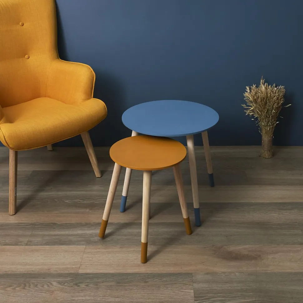 Zestaw 2 stolików Trundle niebieski i pomarańczowy