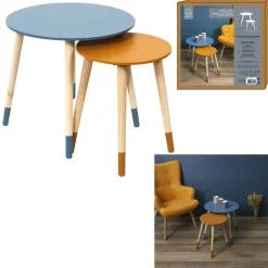 Zestaw 2 stolików Trundle niebieski i pomarańczowy