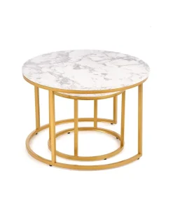 Zestaw 2 stolików Tunise marmur / złoty