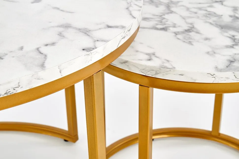 Zestaw 2 stolików Tunise marmur / złoty