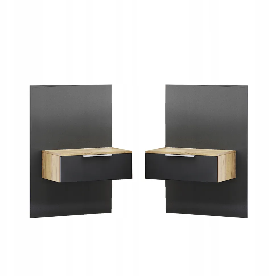 Zestaw 2 szafek nocnych Lana dąb/szary