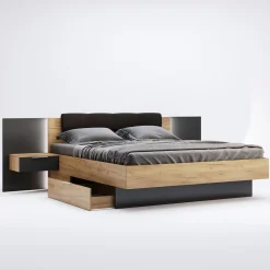 Zestaw 2 szafek nocnych Lana dąb/szary