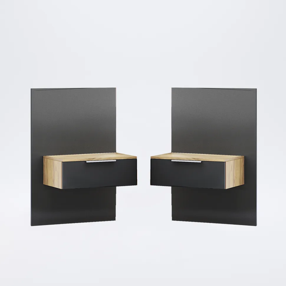 Zestaw 2 szafek nocnych Lana dąb/szary