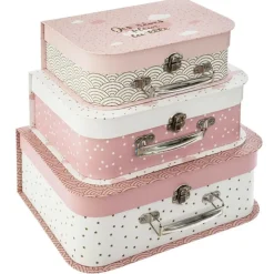 Zestaw 3 walizek różowe