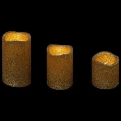 Zestaw 3 świec LED błyszczące złote