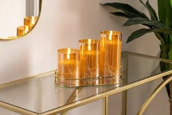 Zestaw 3 świec LED Sena bursztynowe