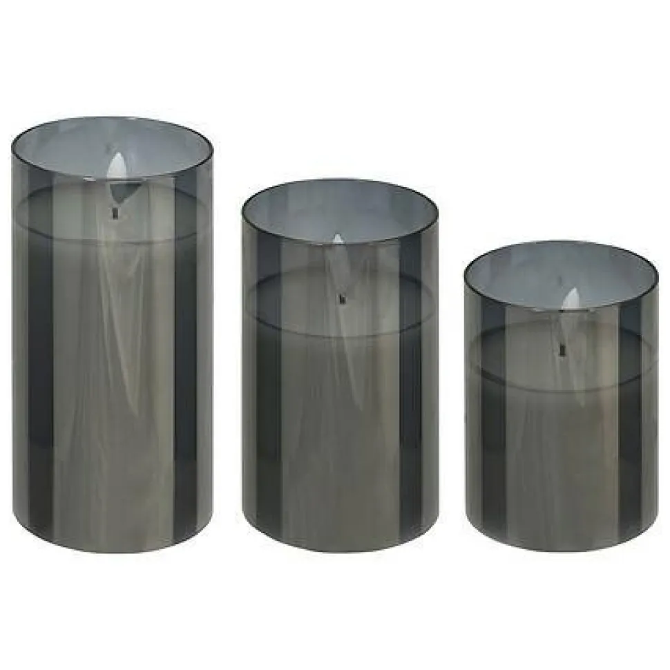 Zestaw 3 świec LED Sena dymione