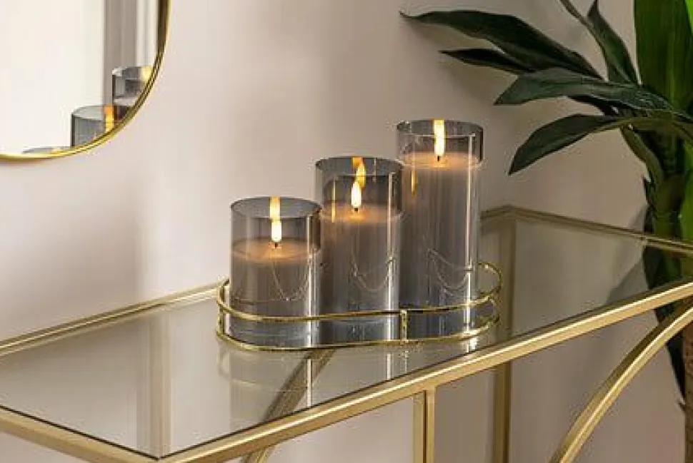 Zestaw 3 świec LED Sena dymione