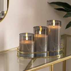 Zestaw 3 świec LED Sena dymione