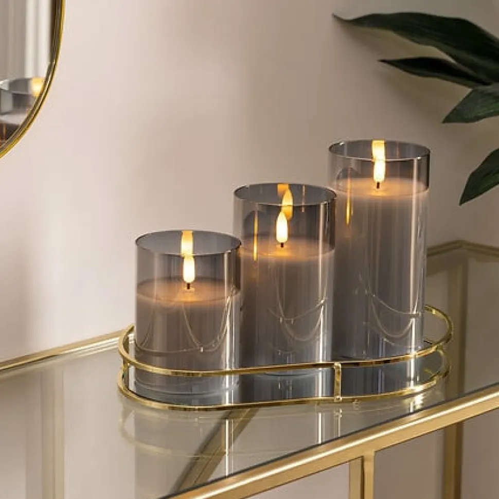 Zestaw 3 świec LED Sena dymione