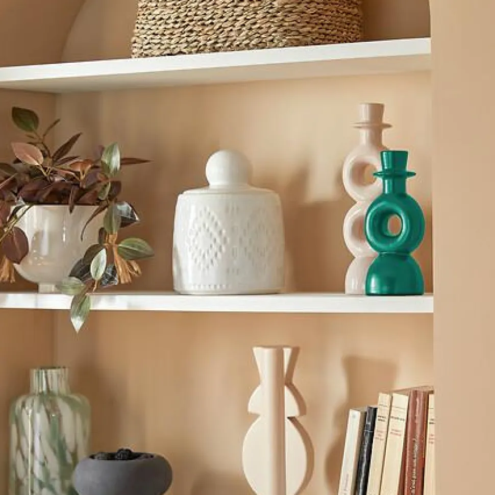 Zestaw 2 świeczników Mala beżowy/zielony