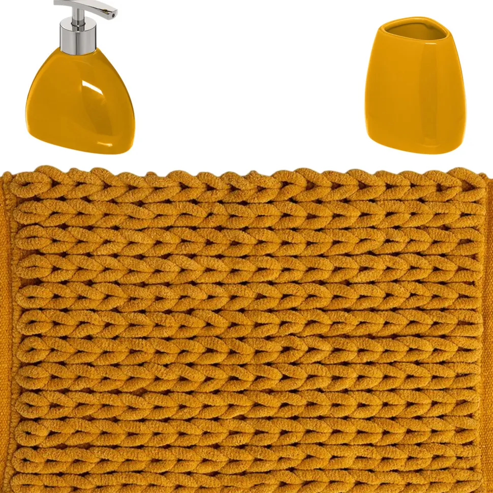 Zestaw akcesoriów łazienkowych Colors II musztardowy