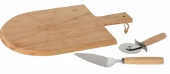 Zestaw do krojenia pizzy z bambusa