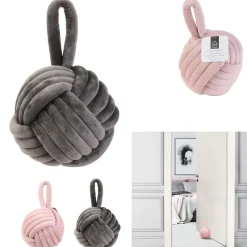 Zestaw dwóch stoperów do drzwi Yarn różowy i szary welwetowe