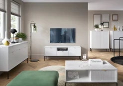 Zestaw mebli do salonu biały/złoty Delicious ryflowane fronty