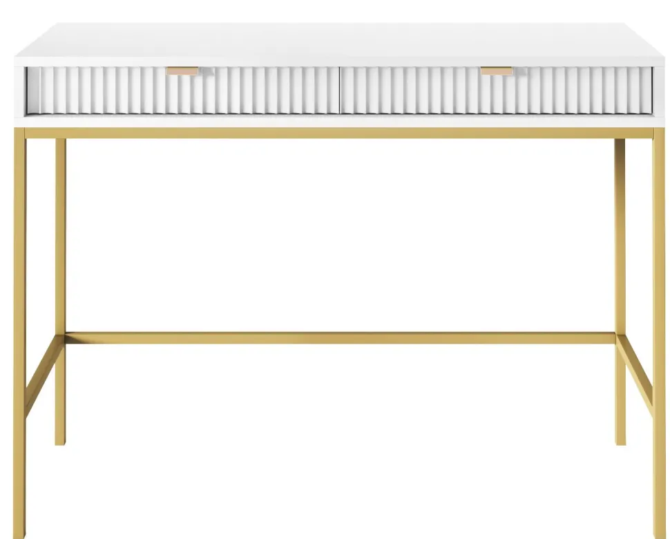Zestaw mebli do salonu biały/złoty Delicious ryflowane fronty