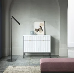 Zestaw mebli do salonu biały/złoty Delicious ryflowane fronty