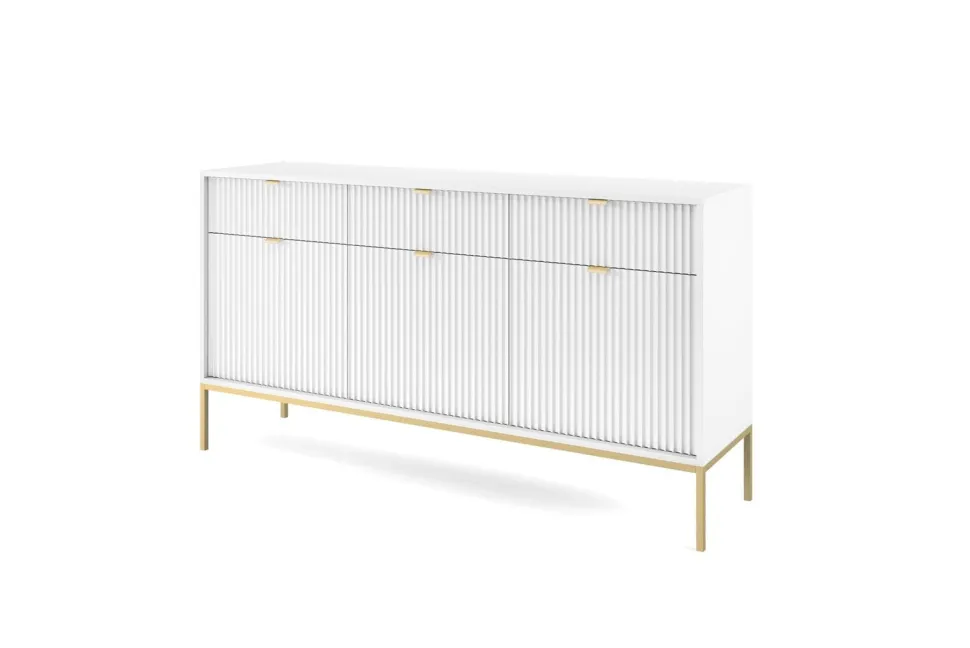 Zestaw mebli do salonu biały/złoty Delicious ryflowane fronty