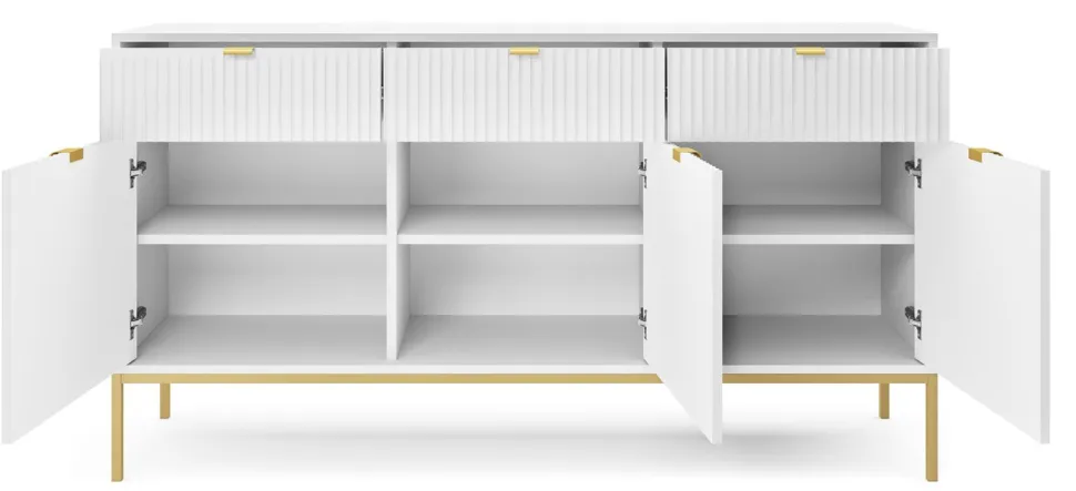 Zestaw mebli do salonu biały/złoty Delicious ryflowane fronty
