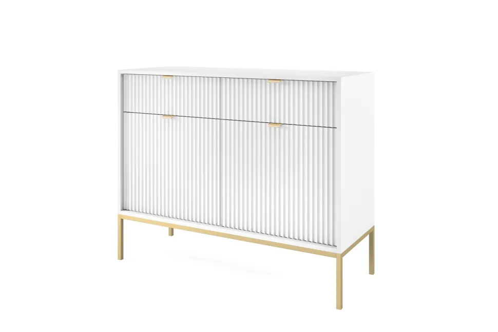 Zestaw mebli do salonu biały/złoty Delicious ryflowane fronty