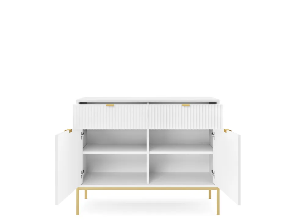 Zestaw mebli do salonu biały/złoty Delicious ryflowane fronty