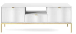 Zestaw mebli do salonu biały/złoty Delicious ryflowane fronty