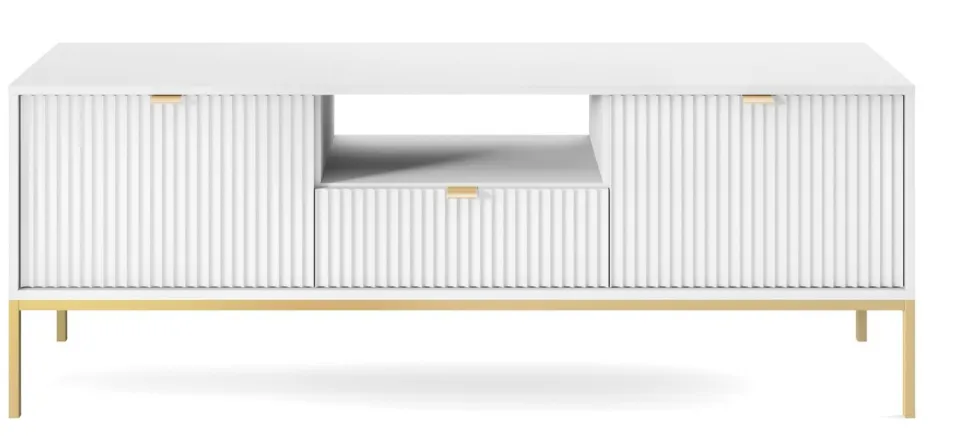 Zestaw mebli do salonu biały/złoty Delicious ryflowane fronty
