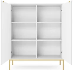 Zestaw mebli do salonu biały/złoty Delicious ryflowane fronty