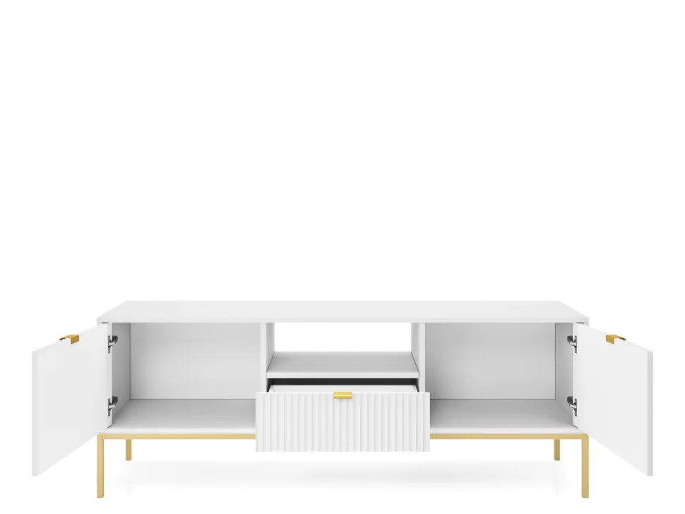 Zestaw mebli do salonu biały/złoty Delicious ryflowane fronty