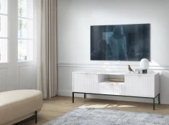 Zestaw mebli do salonu biały/złoty Delicious ryflowane fronty