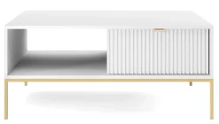 Zestaw mebli do salonu biały/złoty Delicious ryflowane fronty