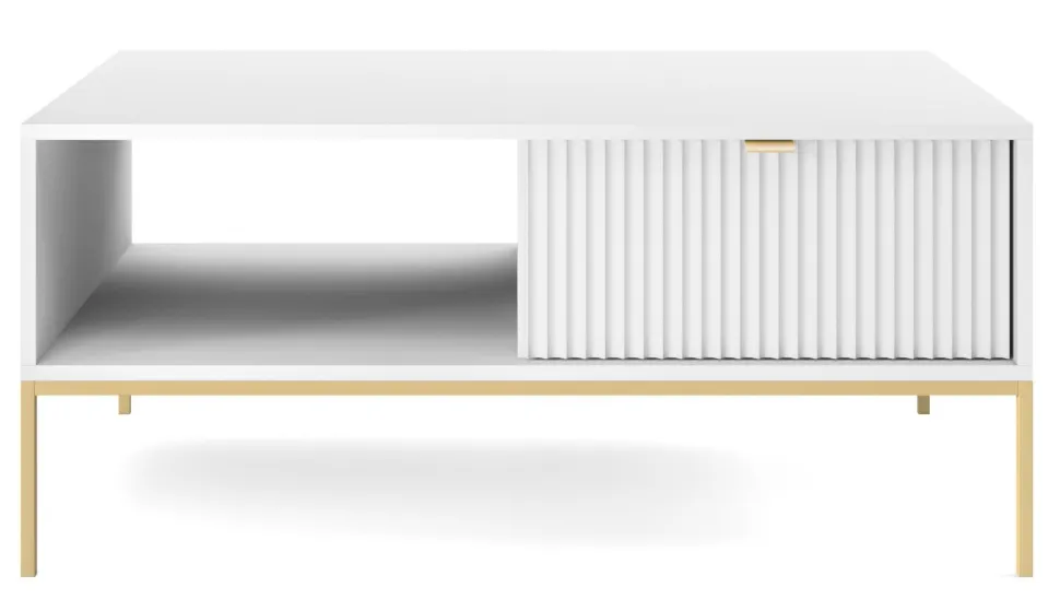 Zestaw mebli do salonu biały/złoty Delicious ryflowane fronty