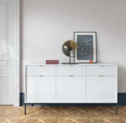 Zestaw mebli do salonu biały/złoty Delicious ryflowane fronty