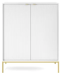 Zestaw mebli do salonu biały/złoty Delicious ryflowane fronty