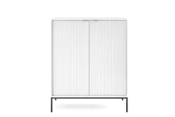 Zestaw mebli do salonu biały/czarny Delicious ryflowane fronty