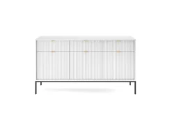 Zestaw mebli do salonu biały/czarny Delicious ryflowane fronty