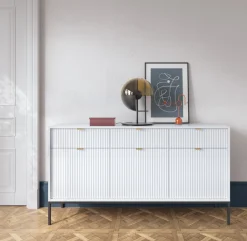 Zestaw mebli do salonu biały/czarny Delicious ryflowane fronty