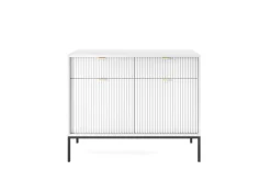 Zestaw mebli do salonu biały/czarny Delicious ryflowane fronty