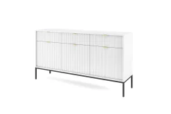 Zestaw mebli do salonu biały/czarny Delicious ryflowane fronty