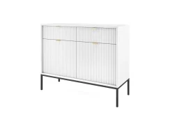 Zestaw mebli do salonu biały/czarny Delicious ryflowane fronty