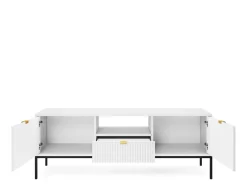 Zestaw mebli do salonu biały/czarny Delicious ryflowane fronty