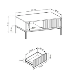Zestaw mebli do salonu biały/czarny Delicious ryflowane fronty