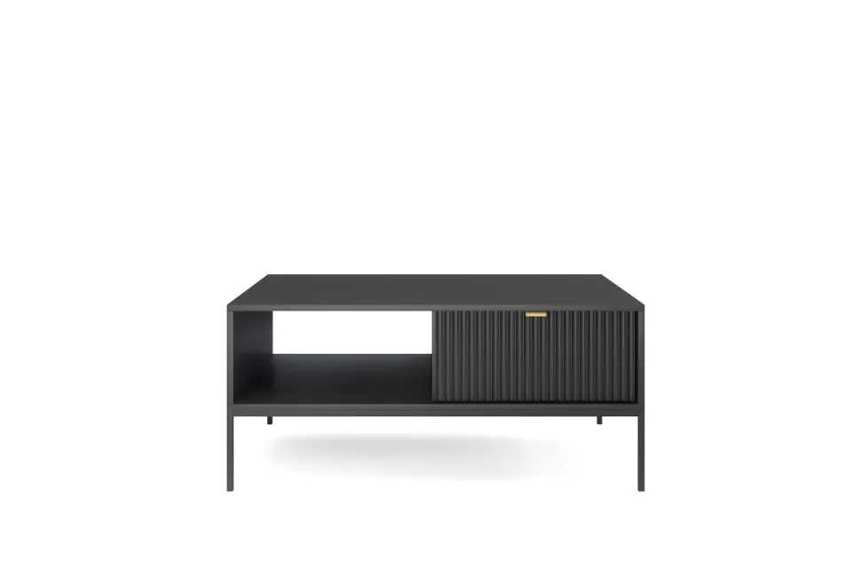 Zestaw mebli do salonu czarny/czarny Delicious ryflowane fronty