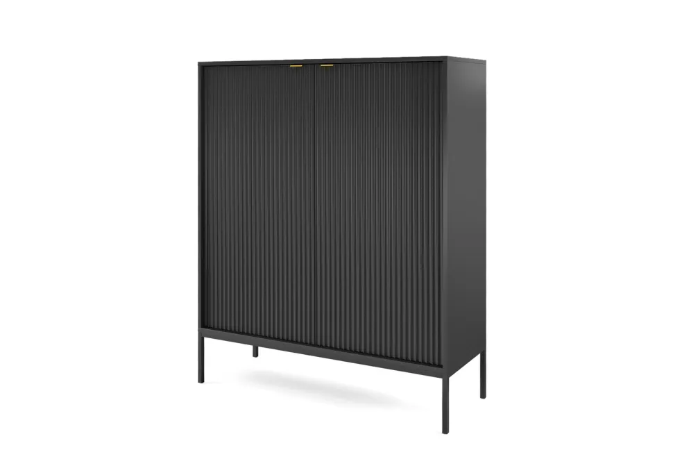 Zestaw mebli do salonu czarny/czarny Delicious ryflowane fronty