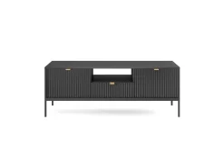 Zestaw mebli do salonu czarny/czarny Delicious ryflowane fronty