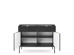 Zestaw mebli do salonu czarny/czarny Delicious ryflowane fronty